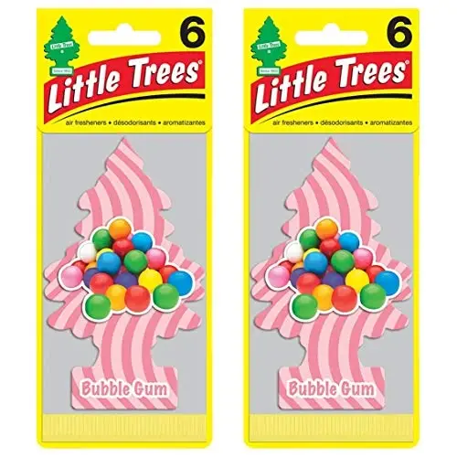 Little Trees Cardboard Hanging Car, Home & Office Air Freshener, Bubble Gum (Pack of 12) 