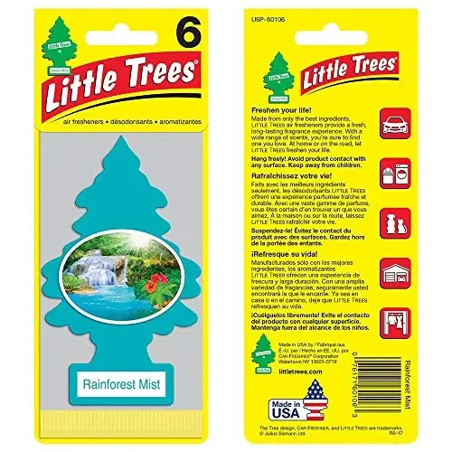 Little Trees karton osilgan avtomobil, uy va ofis uchun havo tozalagichi, Rainforest Mist (12 dona) - 2