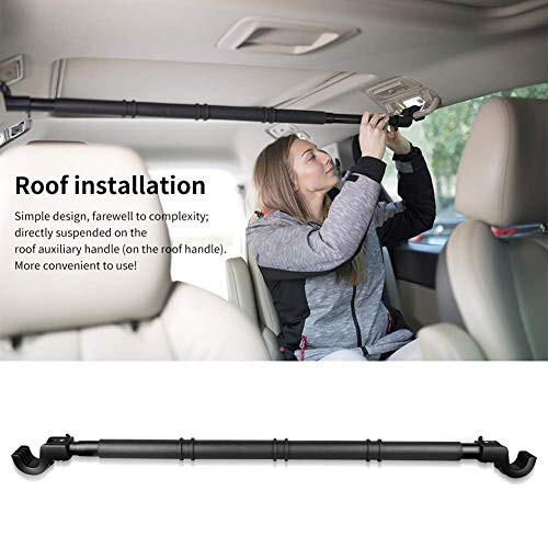 LITTLEMOLE Car Clothes Hanger Bar, Expandable Vehicle Clothing Rack Hanger Rod with Heavy Duty Metal and Rubber Grips, Great for Travel or Garment Cloths - 3