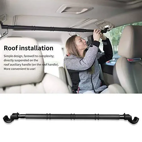 LITTLEMOLE Car Clothes Hanger Bar, Expandable Vehicle Clothing Rack Hanger Rod with Heavy Duty Metal and Rubber Grips, Great for Travel or Garment Cloths - 3