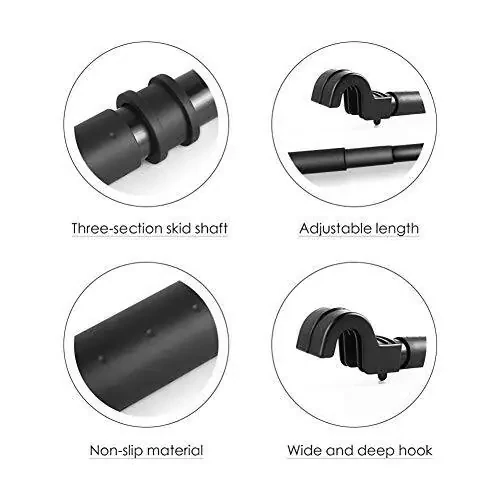 LITTLEMOLE Car Clothes Hanger Bar, Expandable Vehicle Clothing Rack Hanger Rod with Heavy Duty Metal and Rubber Grips, Great for Travel or Garment Cloths - 4