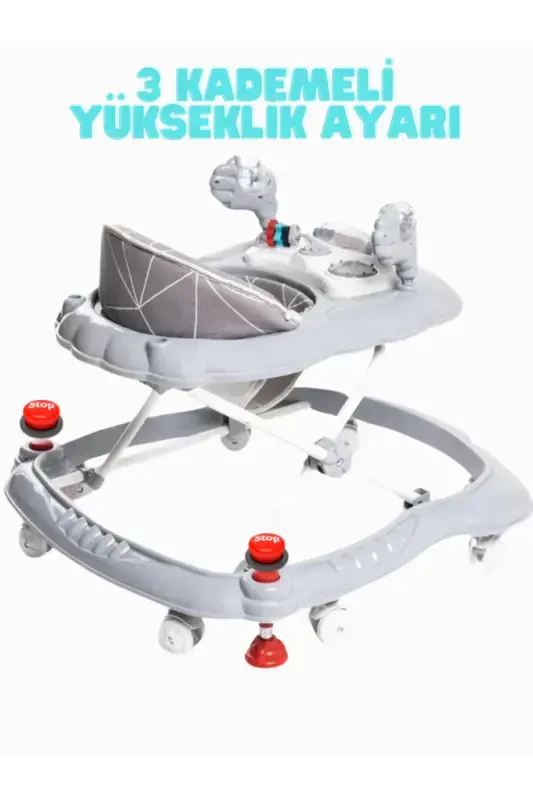 Люкс Опрокидывающийся Предохранитель Двойной Стоп Ходунки Группа Игрушек для Умственного Развития Паук 3-х Уровневый-Антрацит Синий - 2