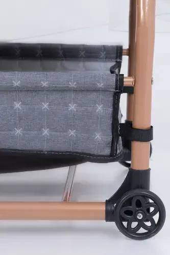 Люлька-колыбель приставная к кровати на колесиках люкс - серая - 4