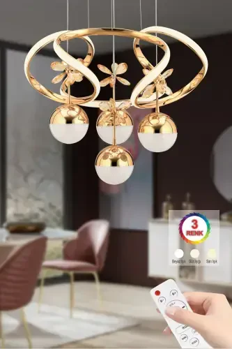 Люстра Rodin 3+1 Gold подвесная с тремя цветами хрустальных камней - İSTANBUL AVIZE (1)