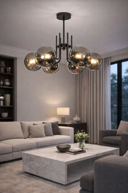 Люстра Vien Modern Design для гостиной, столовой, кухни, черная, с тонированным стеклом, 6 ламп - 3