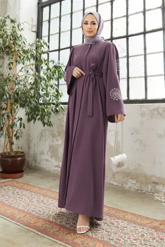 Liva Kollari Toshli Abaya - Leylak-Leylak - 3