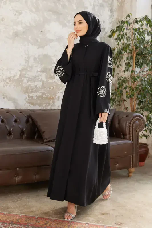 Liva Kollari Toshli Abaya - Qora-Qora - 1