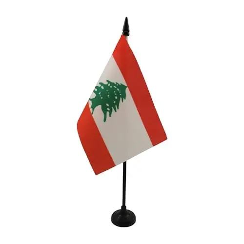 Livan stol bayrog'i 4'' x 6'' - Livanlik stol bayrog'i 15 x 10 sm. - Qora plastik tayoq va asos - AZ FLAG 