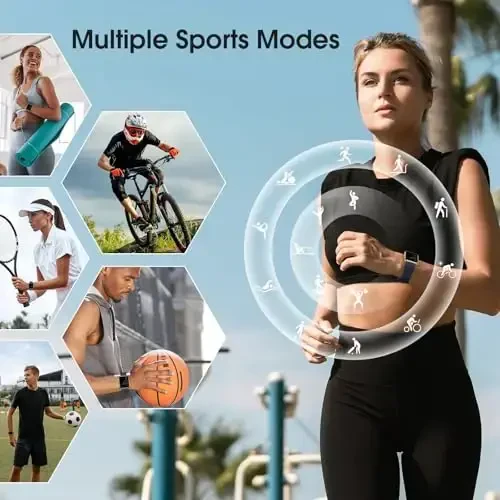 LIVIKEY Smart Watch, Yurak urish tezligini kuzatuvchi, uyquni kuzatish, qadam o'lchagichli fitnes-treker, ayollar va erkaklar uchun pedometrli suv o'tkazmaydigan aqlli soat Android iOS telefonlari bilan mos keladi - 3