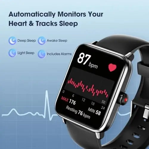 LIVIKEY Smart Watch, yurak urish tezligini o'lchash, qon kislorodini o'lchash, uyquni kuzatish, 41 mm suv o'tkazmaydigan aqlli soat, ayollar va erkaklar uchun pedometr bilan, Android va iOS telefonlar bilan mos keladi - 2