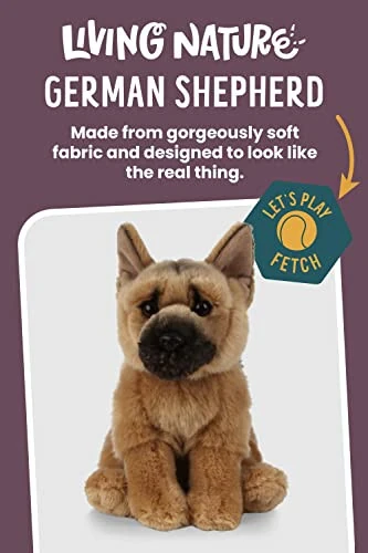 Living Nature German Shepherd Stuffed Animal | Fluffy Dog Animal | Soft Toy Gift for Kids | 8 inches - Living