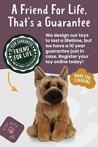 Living Nature German Shepherd Stuffed Animal | Fluffy Dog Animal | Soft Toy Gift for Kids | 8 inches - 6