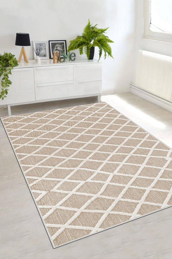 Living Room Rug Geometric Scandinavian Dustproof Digital Printing Washable Non-Slip Base 8118- - 1