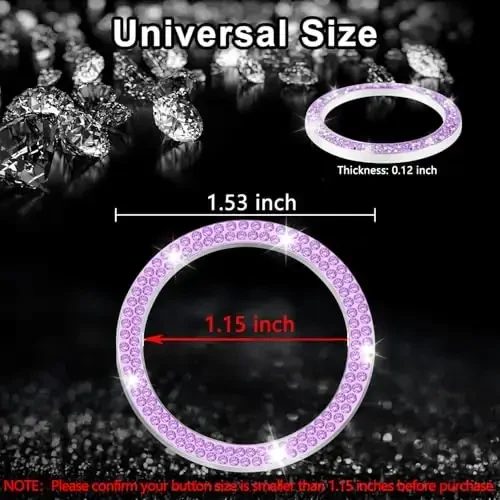LivTee 2 PCS Crystal Double Rhinestone Car Engine Start Stop Decoration Ring, Bling Car Interior Accessories for Women, Push to Start Button Cover Sticker, Automotive Decals, Purple - 3