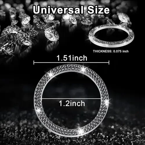 LivTee 2 PCS Crystal Double Rhinestone Car Engine Start Stop Decoration Ring, Bling Car Interior Accessories for Women, Push to Start Button Cover Sticker, Automotive Decals, Glossy Black - 3