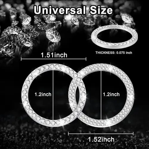 LivTee 2 PCS Crystal Combinatorial Rhinestone Engine Start Decoration Ring, Push to Start Button Cover, White - 4