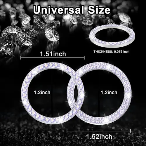 LivTee 2 PCS Crystal Combinatorial Rhinestone Car Engine Start Decoration Ring, Push to Start Button Cover Sticker, Bling Car Interior Accessories for Women, Automotive Decals, Colorful - 4