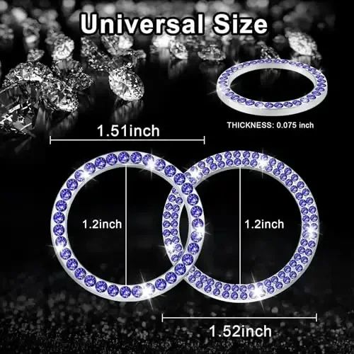 LivTee 2 PCS Crystal Combinatorial Rhinestone Car Engine Start Decoration Ring, Push to Start Button Cover Sticker, Bling Car Interior Accessories for Women, Automotive Decals, Dark Blue - 3