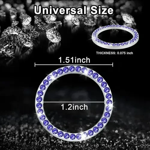 LivTee 2 PCS Crystal Rhinestone Car Engine Start Stop Decoration Ring, Bling Car Interior Accessories for Women, Push to Start Button Cover Sticker, Automotive Decals, Dark Blue - 4
