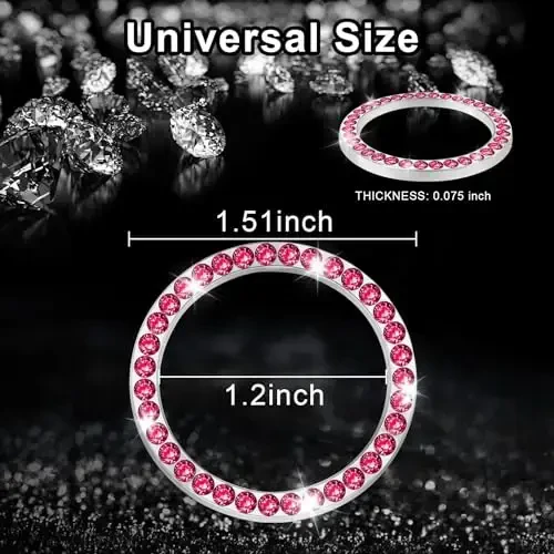 LivTee 2 PCS Crystal Rhinestone Car Engine Start Stop Decoration Ring, Bling Car Interior Accessories for Women, Push to Start Button Cover Sticker, Automotive Decals, Red - 4