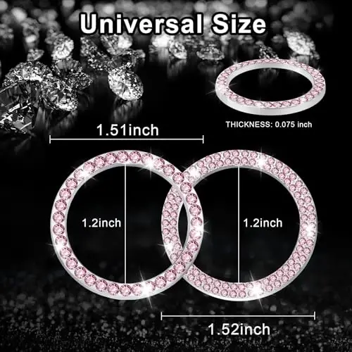 LivTee 2 dona kristalli kombinatsiyalangan rinestone avtomobil dvigatelini ishga tushirish bezak halqasi, Start tugmachasining qopqoq stikeri, ayollar uchun Bling avtomobil interyer aksessuarlari, Avtomobil çıkartmaları, pushti - 4