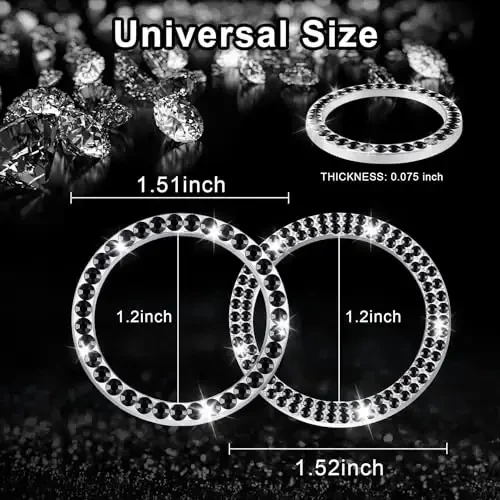 LivTee 2 PCS Crystal Combinatorial Rhinestone Car Engine Start Decoration Ring, Push to Start Button Cover Sticker, Bling Car Interior Accessories for Women, Automotive Decals, Black - 4