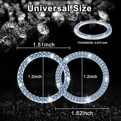LivTee 2 PCS Crystal Combinatorial Rhinestone Car Engine Start Decoration Ring, Push to Start Button Cover Sticker, Bling Car Interior Accessories for Women, Automotive Decals, Light Blue - 4