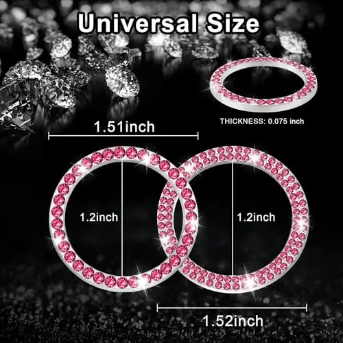 LivTee 2 PCS Crystal Combinatorial Rhinestone Car Engine Start Decoration Ring, Push to Start Button Cover Sticker, Bling Car Interior Accessories for Women, Automotive Decals, Red - 4