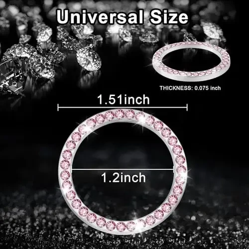 LivTee 2 PCS Crystal Rhinestone Car Engine Start Stop bezagi, Ring Bling ayollar uchun avtomobil ichki aksessuarlari, Start tugmachasini yopish uchun stiker, Avtomobil dekallari, pushti - 4
