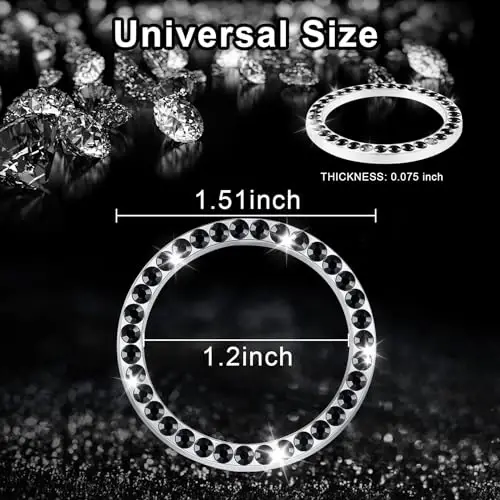 LivTee 2 PCS Crystal Rhinestone Car Engine Start Stop Decoration Ring, Bling Car Interior Accessories for Women, Push to Start Button Cover Sticker, Automotive Decals, Black - 4