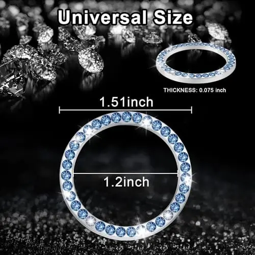 LivTee 2 PCS Crystal Rhinestone Car Engine Start Stop Decoration Ring, Bling Car Interior Accessories for Women, Push to Start Button Cover Sticker, Automotive Decals, Blue - 4
