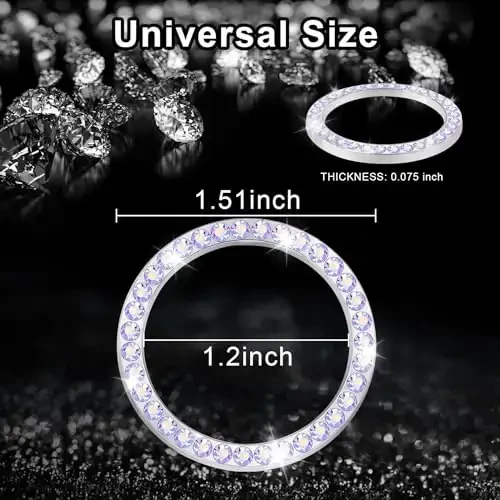 LivTee 2 PCS Crystal Rhinestone Car Engine Start Stop Decoration Ring, Bling Car Interior Accessories for Women, Push to Start Button Cover Sticker, Automotive Decals, Colorful - 4