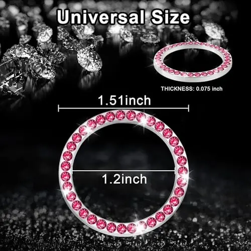 LivTee 2 PCS Crystal Rhinestone Car Engine Start Stop Decoration Ring, Bling Car Interior Accessories for Women, Push to Start Button Cover Sticker, Automotive Decals, Red - 4