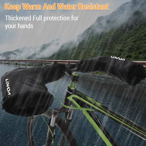 LIXADA Bike Handlebar Mitts Bicycle Mittens for Winter Thermal Cover for Mountain Bike Mountain Bike Motorcycle Handlebar Keep Hands Warm Reflective, 1 Pair - 6