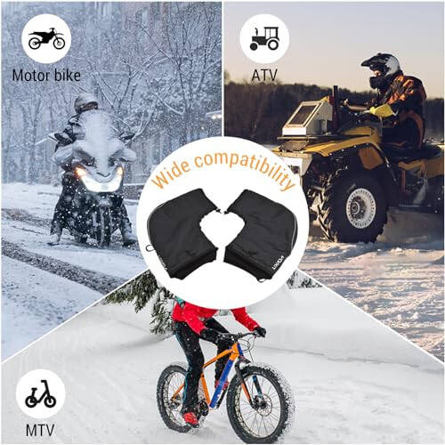 LIXADA Bike Handlebar Mitts Bicycle Mittens for Winter Thermal Cover for Mountain Bike Mountain Bike Motorcycle Handlebar Keep Hands Warm Reflective, 1 Pair - 7