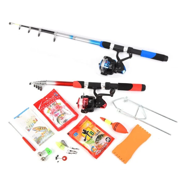 Lixada Fishing Rod Reel Combo Full Kit with 2PCS 2.1m Telescopic Fishing Rods 2PCS Spinning Reels Fishing Lures Hooks Accessories Fishing Bag - 5