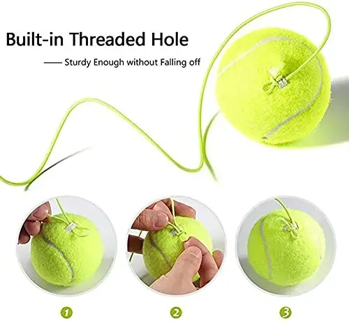 LIYUANBAIHUO 3 Pcs Tennis Training Ball With String, Trainer Balls Self Practice and Replacement Tool, Ideal for Indoor and Outdoor Practice - 3