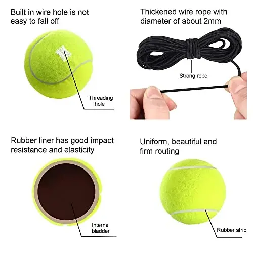 LIYUANBAIHUO 3 Pcs Tennis Training Ball With String, Trainer Balls Self Practice and Replacement Tool, Ideal for Indoor and Outdoor Practice - 3