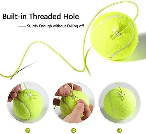 LIYUANBAIHUO 3 Pcs Tennis Training Ball With String, Trainer Balls Self Practice and Replacement Tool, Ideal for Indoor and Outdoor Practice - 3