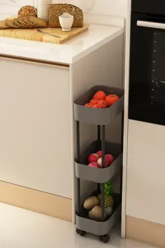 Lizbon Çok Amaçlı 3 Katlı Evye Altı Düzenleyici Dolap Içi Tegah Altıtekerlekli Organizer-GRİ - ARNİLLO (1)