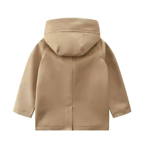 LJYH Toddler Boys Classic Buttons Peacoat Kids Hooded Toggle Dress Trench Coats - LJYH (1)