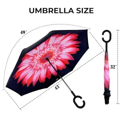 LLanxiry Windproof Inverted Umbrella, Large Reverse Umbrellas for Rain with C-shaped Handle Big Upside Down Inside Out Umbrella for Women & Men - LLanxiry (1)