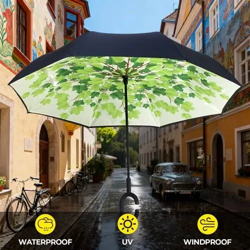 LLanxiry Windproof Inverted Umbrella, Large Reverse Umbrellas for Rain with C-shaped Handle Big Upside Down Inside Out Umbrella for Women & Men - 4