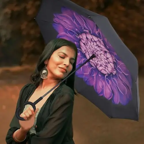 LLanxiry Windproof Inverted Umbrella, Large Reverse Umbrellas for Rain with C-shaped Handle Big Upside Down Inside Out Umbrella for Women & Men - 6