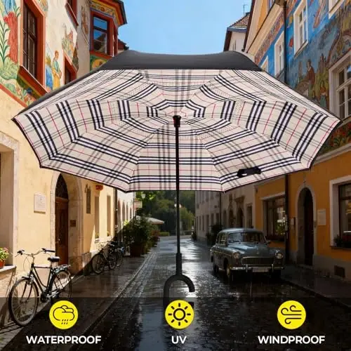 LLanxiry Windproof Inverted Umbrella, Large Reverse Umbrellas for Rain with C-shaped Handle Big Upside Down Inside Out Umbrella for Women & Men - 4