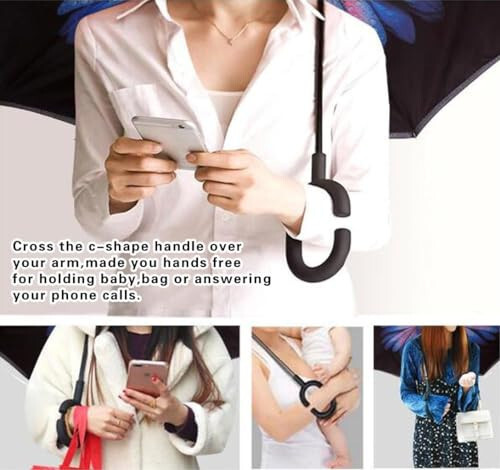 LLanxiry Windproof Inverted Umbrella, Large Reverse Umbrellas for Rain with C-shaped Handle Big Upside Down Inside Out Umbrella for Women & Men - 12