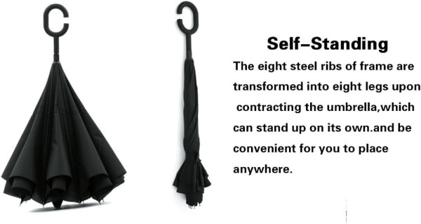 LLanxiry Windproof Inverted Umbrella, Large Reverse Umbrellas for Rain with C-shaped Handle Big Upside Down Inside Out Umbrella for Women & Men - 13