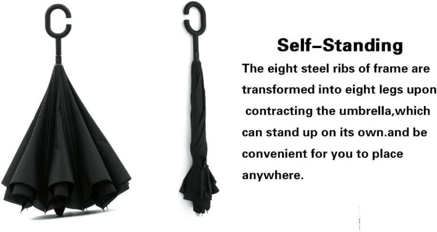 LLanxiry Windproof Inverted Umbrella, Large Reverse Umbrellas for Rain with C-shaped Handle Big Upside Down Inside Out Umbrella for Women & Men - 13