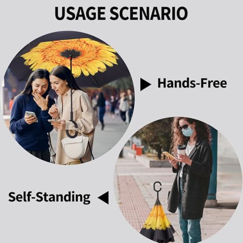 LLanxiry Windproof Inverted Umbrella, Large Reverse Umbrellas for Rain with C-shaped Handle Big Upside Down Inside Out Umbrella for Women & Men - 4