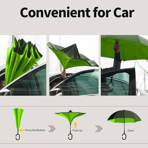 LLanxiry Windproof Inverted Umbrella, Large Reverse Umbrellas for Rain with C-shaped Handle Big Upside Down Inside Out Umbrella for Women & Men - 6